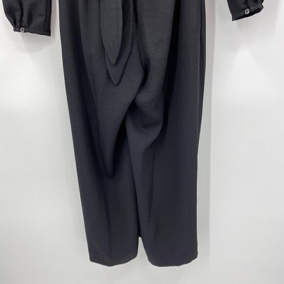 Aritzia Wilfred Black Écoulement Jumpsuit Long Sleeve Keyhole Tie Size 2 - Picture 8 of 12